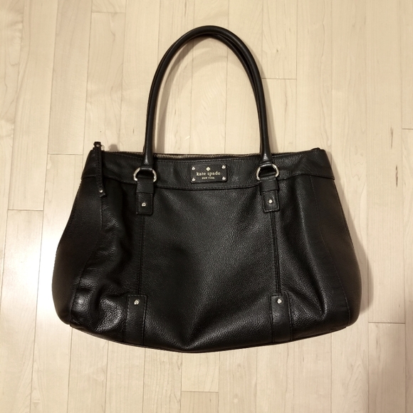 Kate Spade large black leather purse with beige lining - Picture 1 of 2